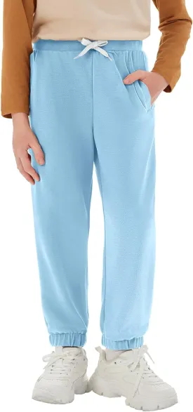 Haloumoning Boys Athletic Sweatpants Basic Elastic Waist Joggers Active Pants with Pockets 5-14 Years