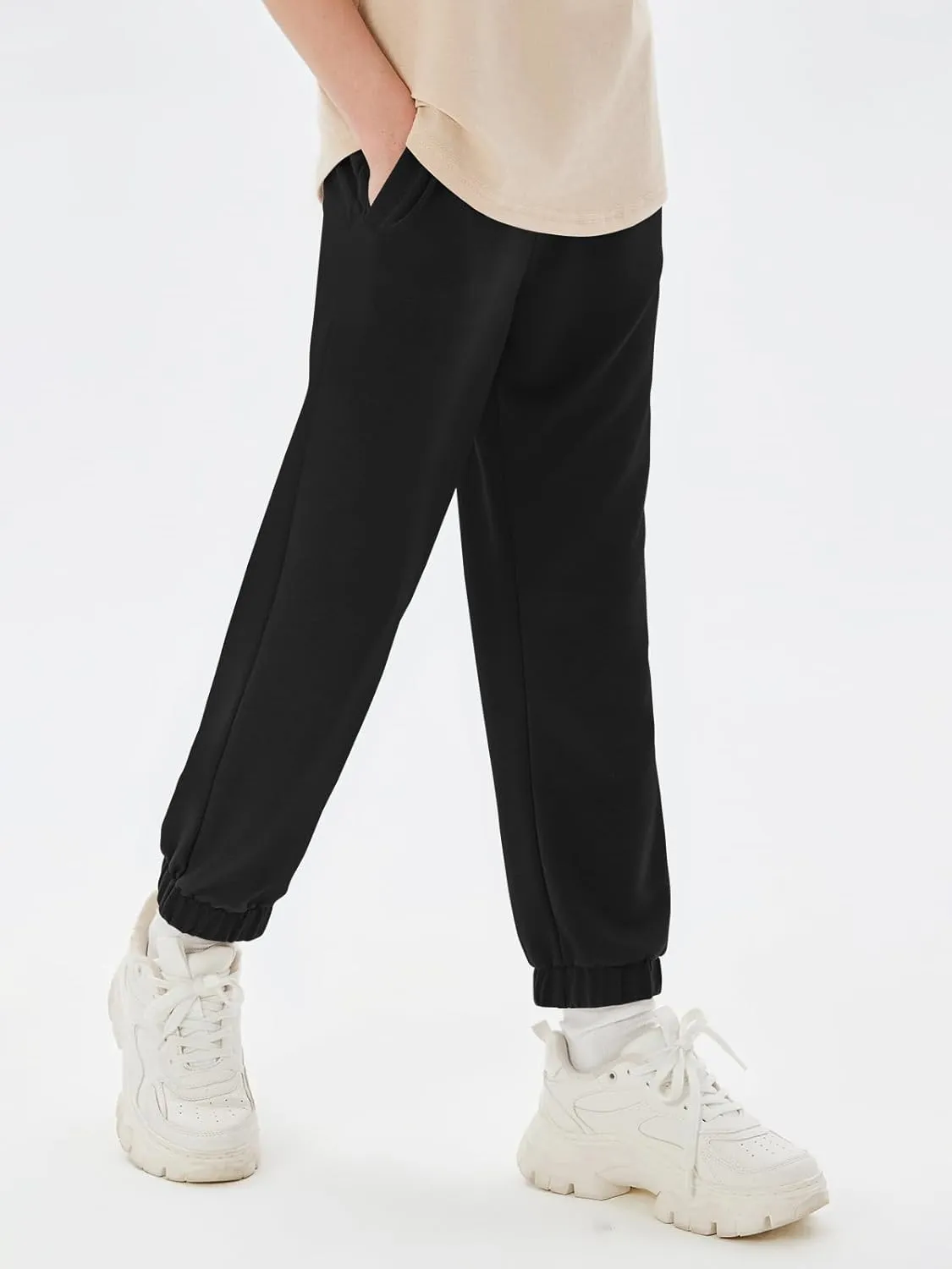 Haloumoning Boys Athletic Sweatpants Basic Elastic Waist Joggers Active Pants with Pockets 5-14 Years