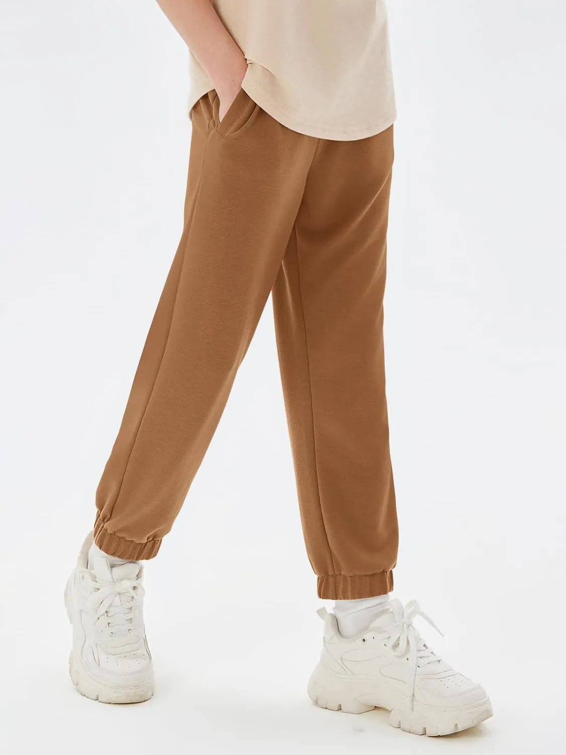 Haloumoning Boys Athletic Sweatpants Basic Elastic Waist Joggers Active Pants with Pockets 5-14 Years