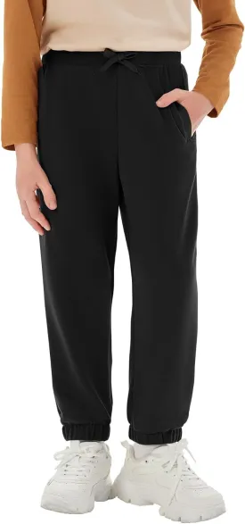 Haloumoning Boys Athletic Sweatpants Basic Elastic Waist Joggers Active Pants with Pockets 5-14 Years