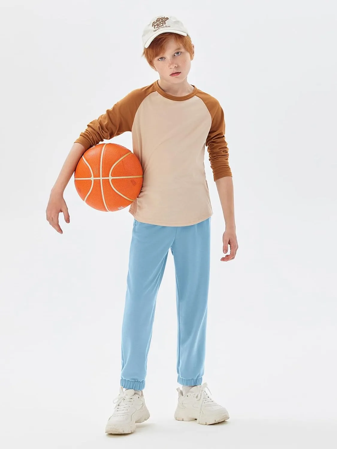 Haloumoning Boys Athletic Sweatpants Basic Elastic Waist Joggers Active Pants with Pockets 5-14 Years