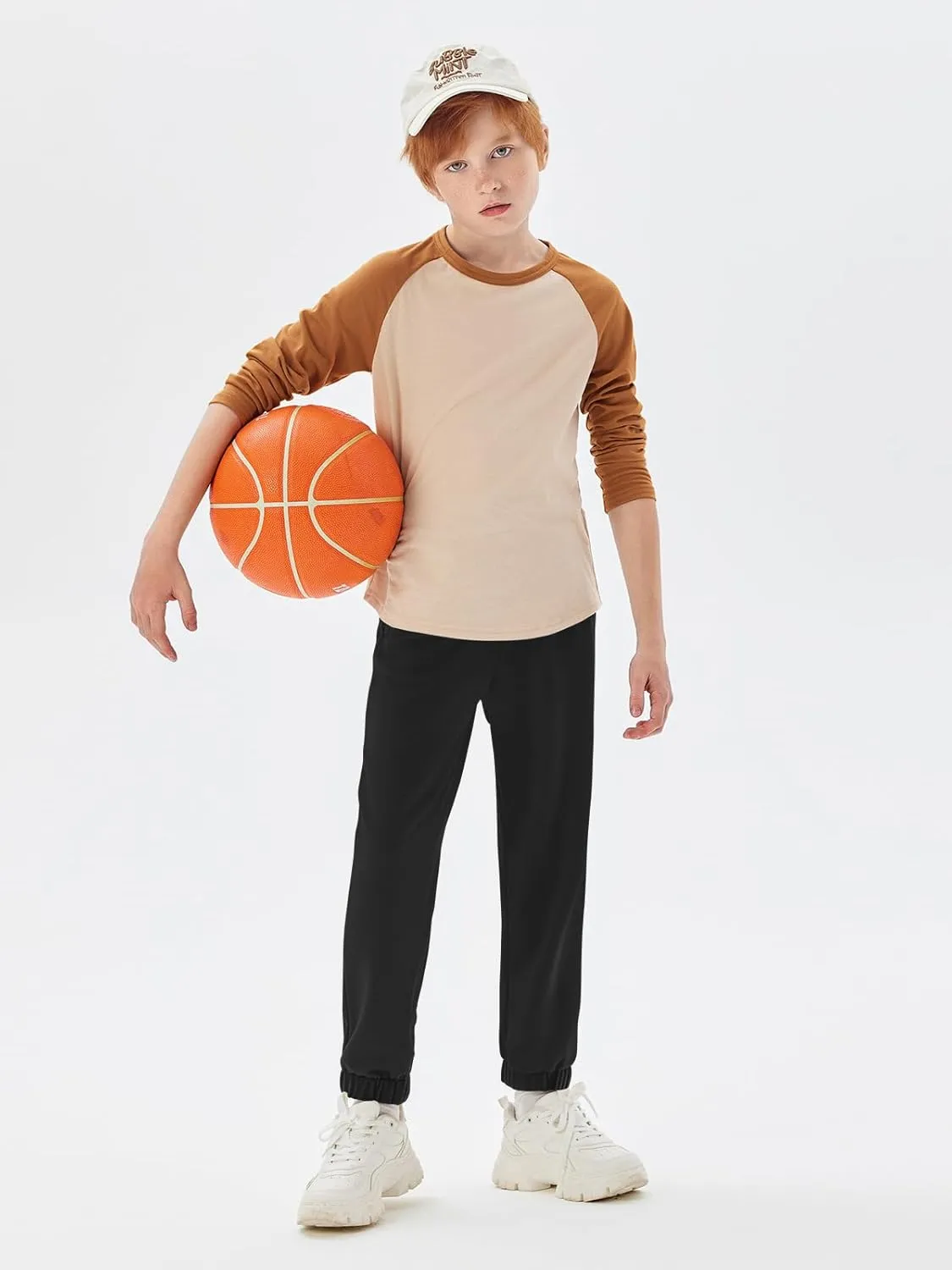 Haloumoning Boys Athletic Sweatpants Basic Elastic Waist Joggers Active Pants with Pockets 5-14 Years