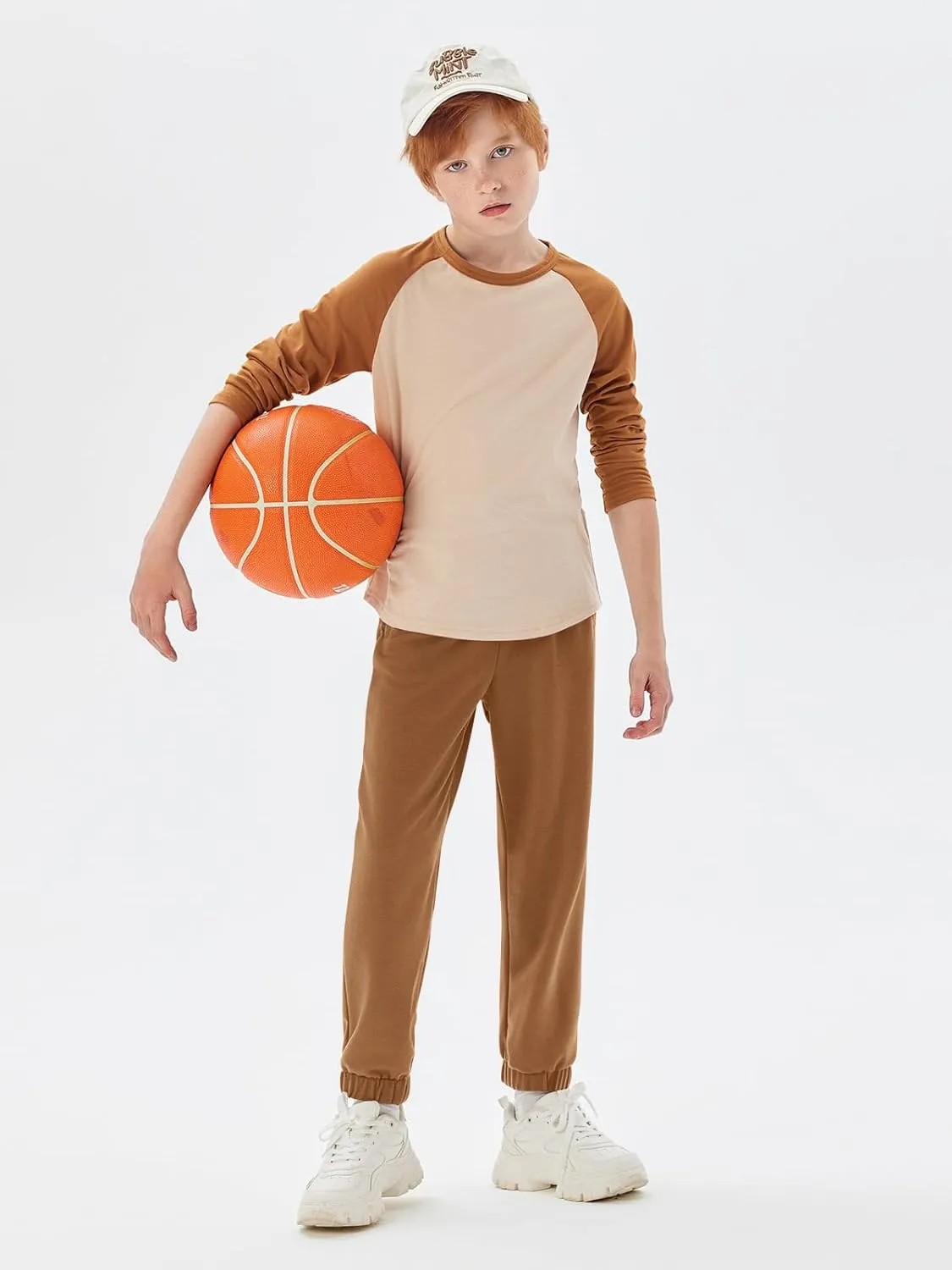 Haloumoning Boys Athletic Sweatpants Basic Elastic Waist Joggers Active Pants with Pockets 5-14 Years