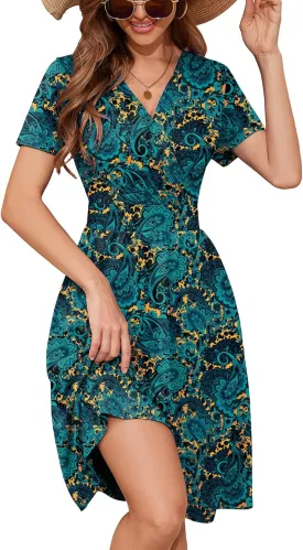 Heymoments Women's Summer Short Sleeve Dresses Casual T-Shirt Flowy Tunic Ladies Beach Sundress