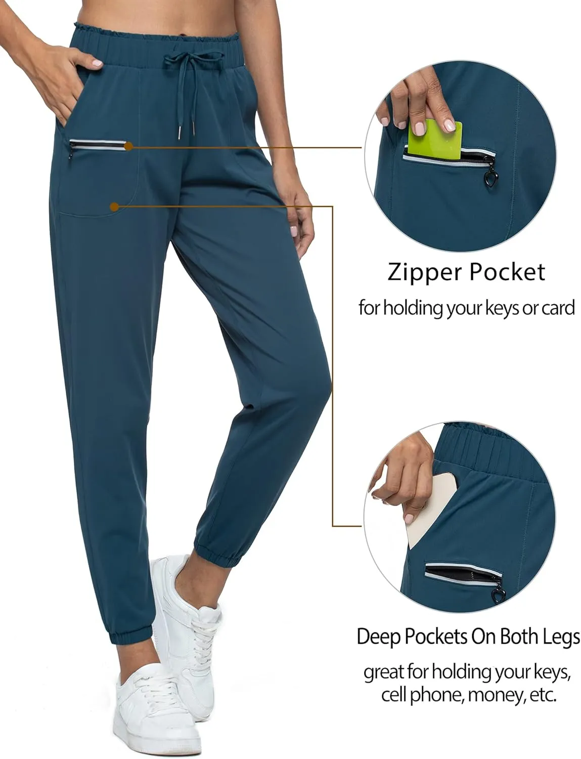 Kcutteyg Womens Joggers with Pockets, Lightweight Quick Dry Athletic Workout Soft Pants for Gym, Yoga, Running