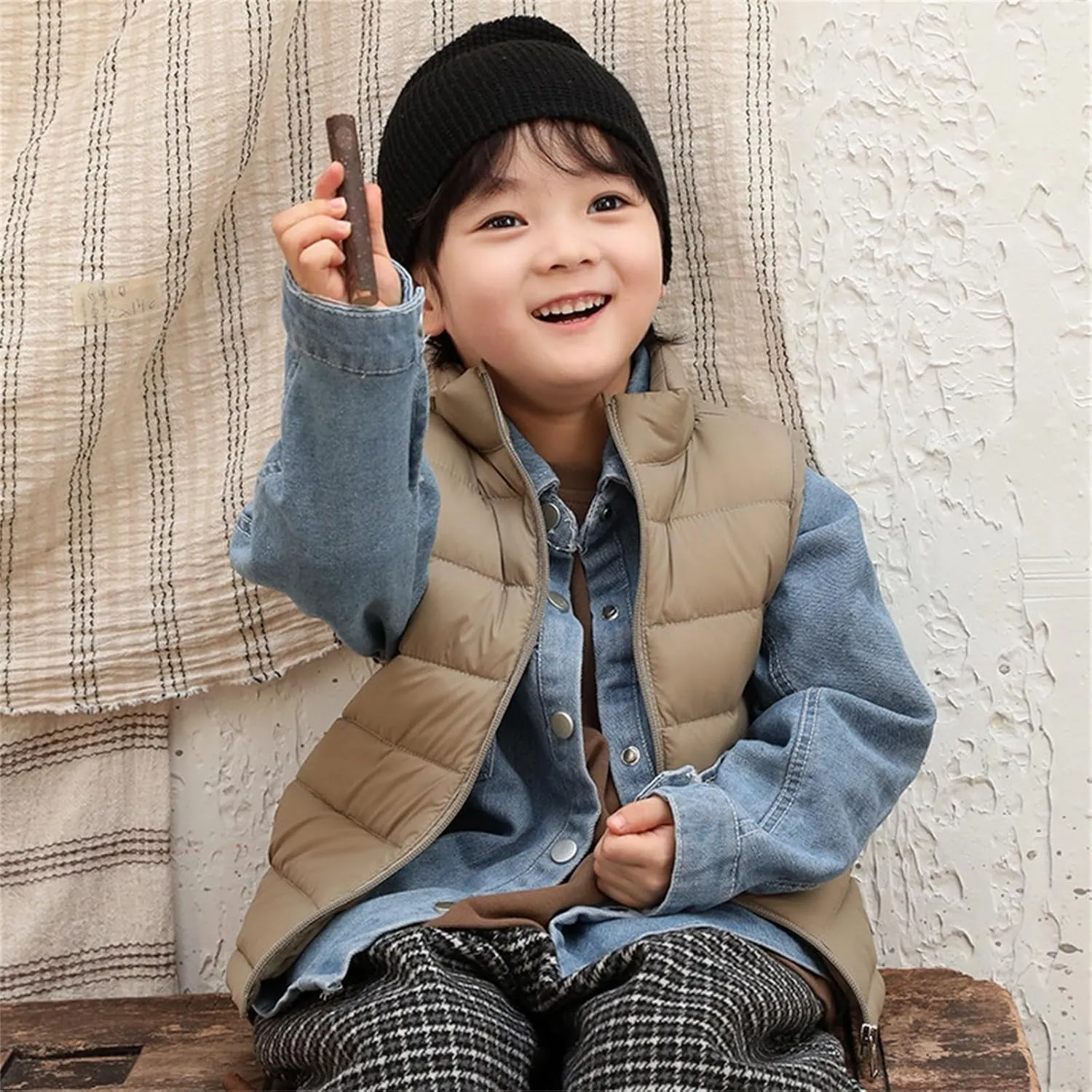 Kids Baby Girls&Boys Winter Puffer Vest Cute High Neck Vest Lightweight Quilted Puffer Sleeveless Jacket Outwear