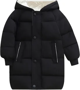 Kids Long Winter Coats Hooded Heavyweight Puffer Coat Warm Padded Jacket for Boys Girls Toddler Parka Snow Outwear
