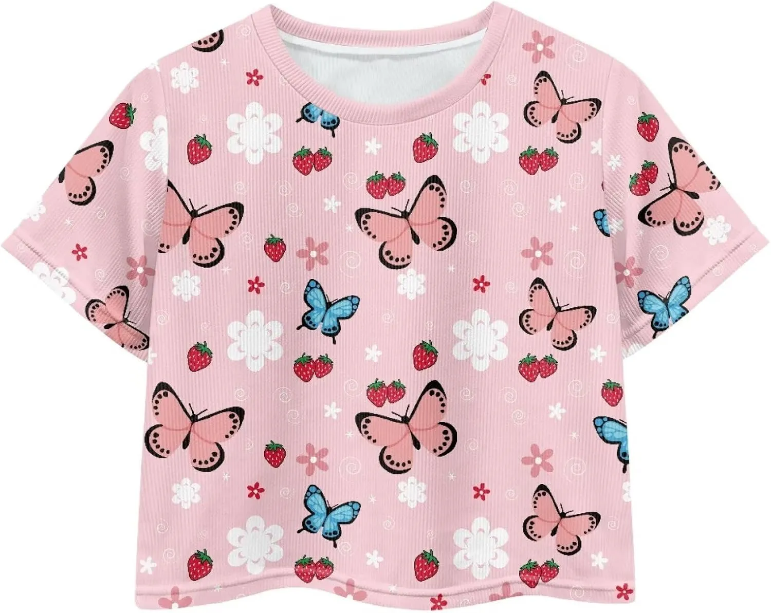 Kids T Shirt Short Sleeve Crop Tops for Girls Summer Clothes Pullover Tees Shirt 5-14