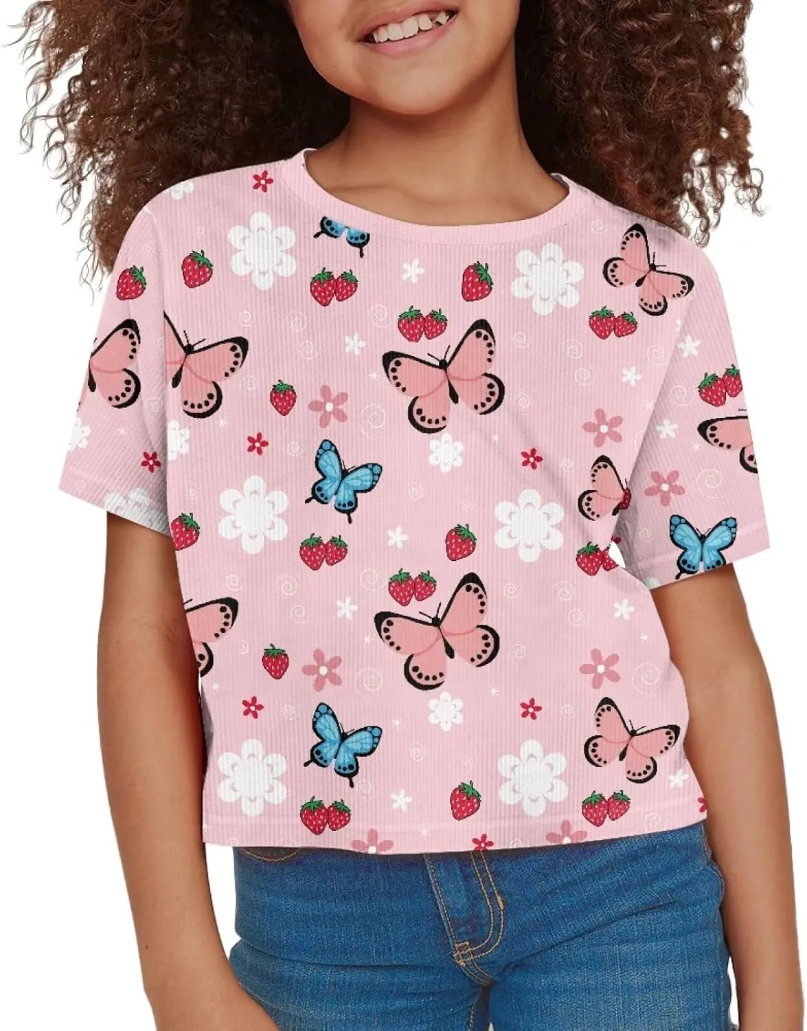 Kids T Shirt Short Sleeve Crop Tops for Girls Summer Clothes Pullover Tees Shirt 5-14