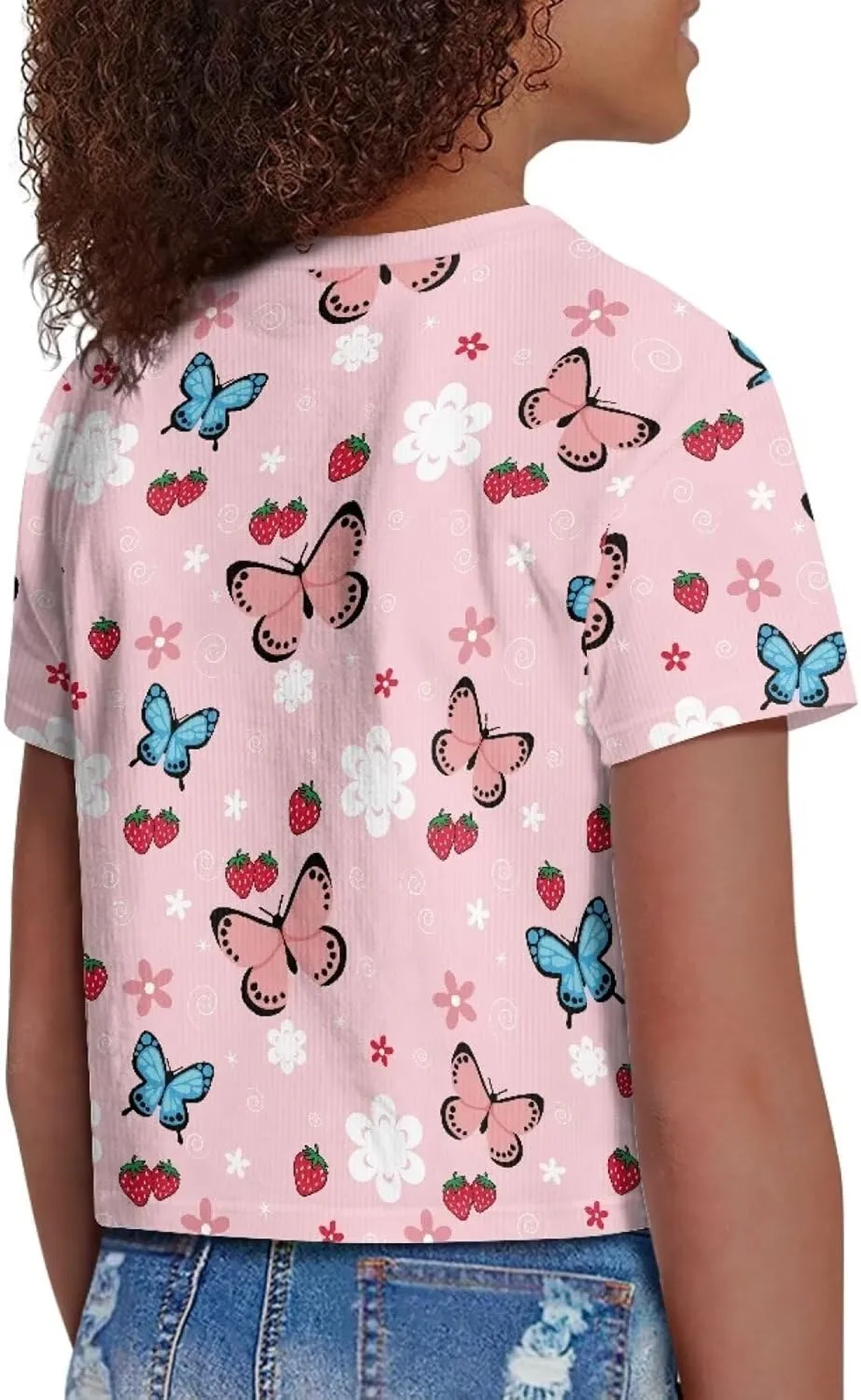 Kids T Shirt Short Sleeve Crop Tops for Girls Summer Clothes Pullover Tees Shirt 5-14