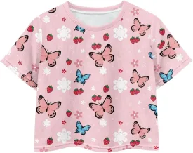 Kids T Shirt Short Sleeve Crop Tops for Girls Summer Clothes Pullover Tees Shirt 5-14