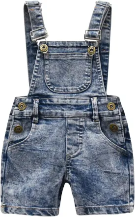 KIDSCOOL SPACE Baby Little Girl Jean Overalls,Big Ripped Denim Shortall