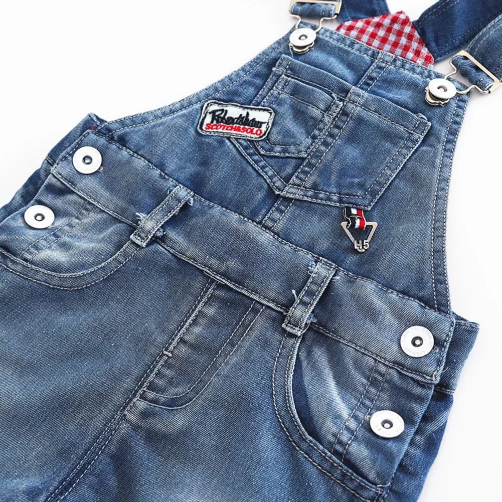 KIDSCOOL SPACE Baby Little Girl Jean Overalls,Big Ripped Denim Shortall