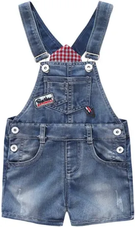 KIDSCOOL SPACE Baby Little Girl Jean Overalls,Big Ripped Denim Shortall