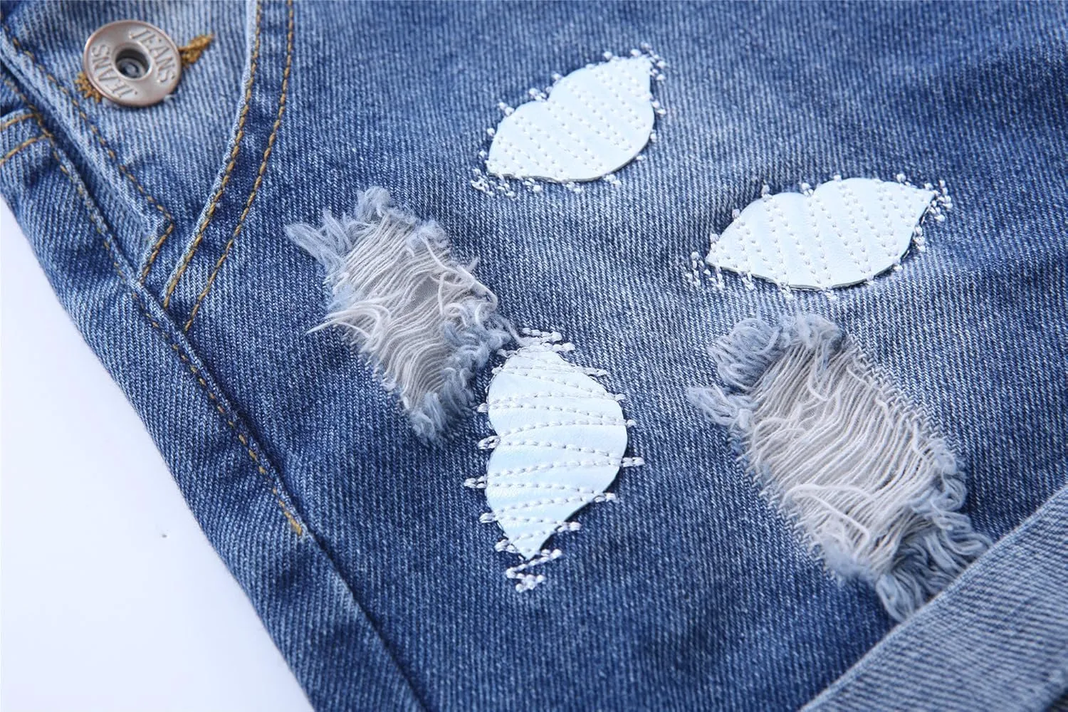 KIDSCOOL SPACE Baby Little Girl Jean Overalls,Big Ripped Denim Shortall