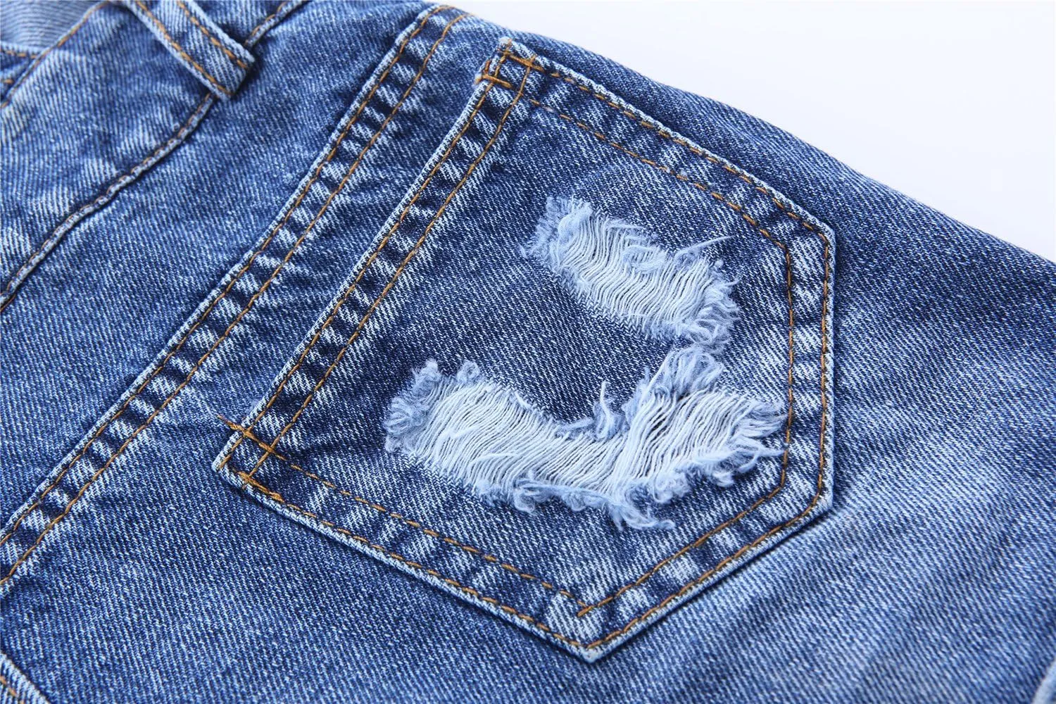 KIDSCOOL SPACE Baby Little Girl Jean Overalls,Big Ripped Denim Shortall