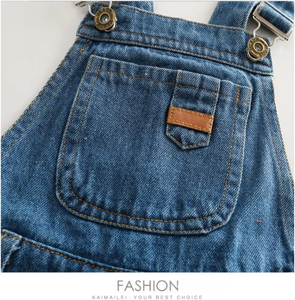 KIDSCOOL SPACE Baby Little Girl Jean Overalls,Big Ripped Denim Shortall