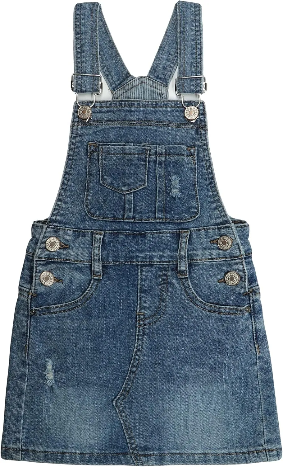 KIDSCOOL SPACE Baby Little Girls Skirt,Ripped Soft Strechy Denim Girls Summer Overalls Dress