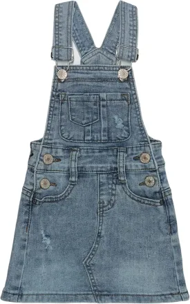 KIDSCOOL SPACE Baby Little Girls Skirt,Ripped Soft Strechy Denim Girls Summer Overalls Dress