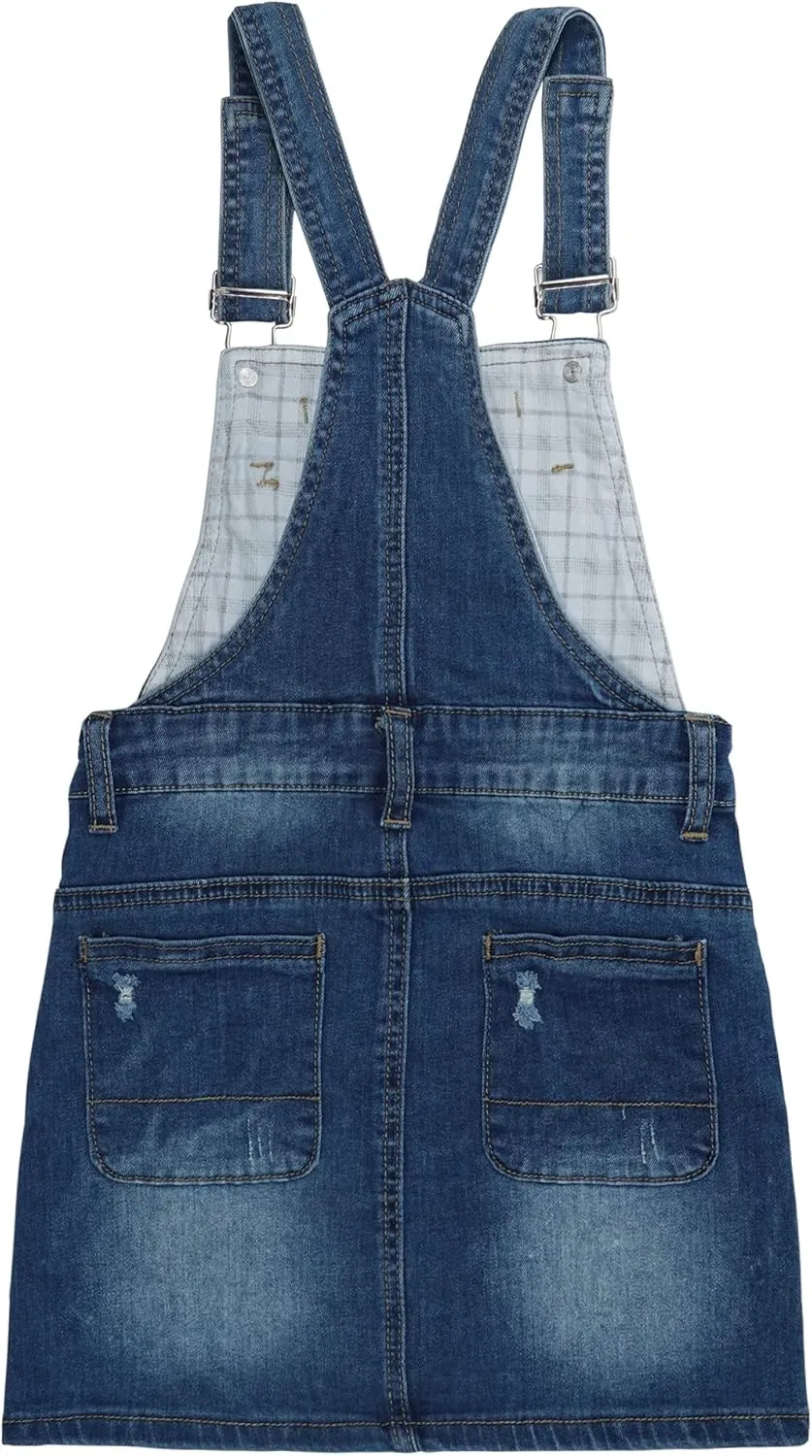 KIDSCOOL SPACE Baby Little Girls Skirt,Ripped Soft Strechy Denim Girls Summer Overalls Dress