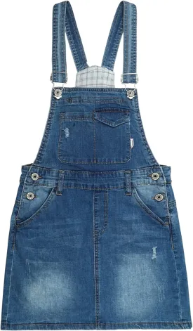 KIDSCOOL SPACE Baby Little Girls Skirt,Ripped Soft Strechy Denim Girls Summer Overalls Dress