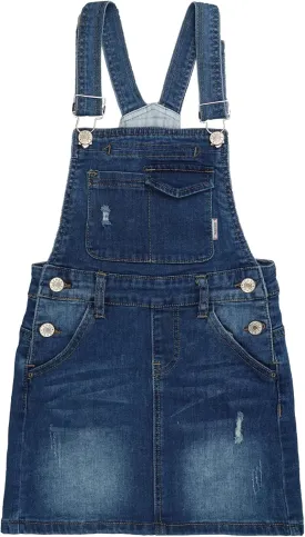 KIDSCOOL SPACE Baby Little Girls Skirt,Ripped Soft Strechy Denim Girls Summer Overalls Dress