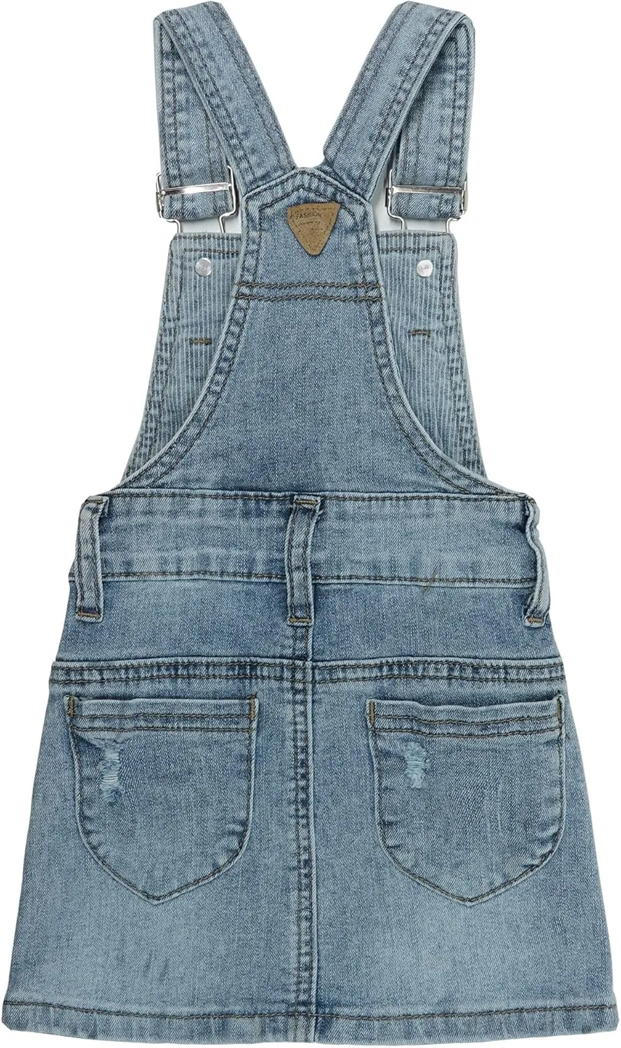 KIDSCOOL SPACE Baby Little Girls Skirt,Ripped Soft Strechy Denim Girls Summer Overalls Dress