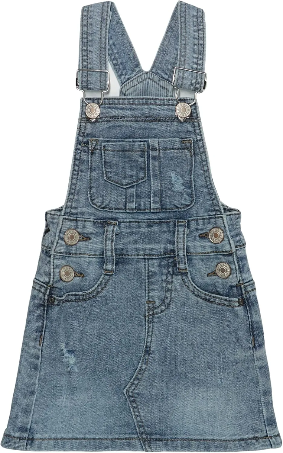 KIDSCOOL SPACE Baby Little Girls Skirt,Ripped Soft Strechy Denim Girls Summer Overalls Dress