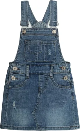 KIDSCOOL SPACE Baby Little Girls Skirt,Ripped Soft Strechy Denim Girls Summer Overalls Dress