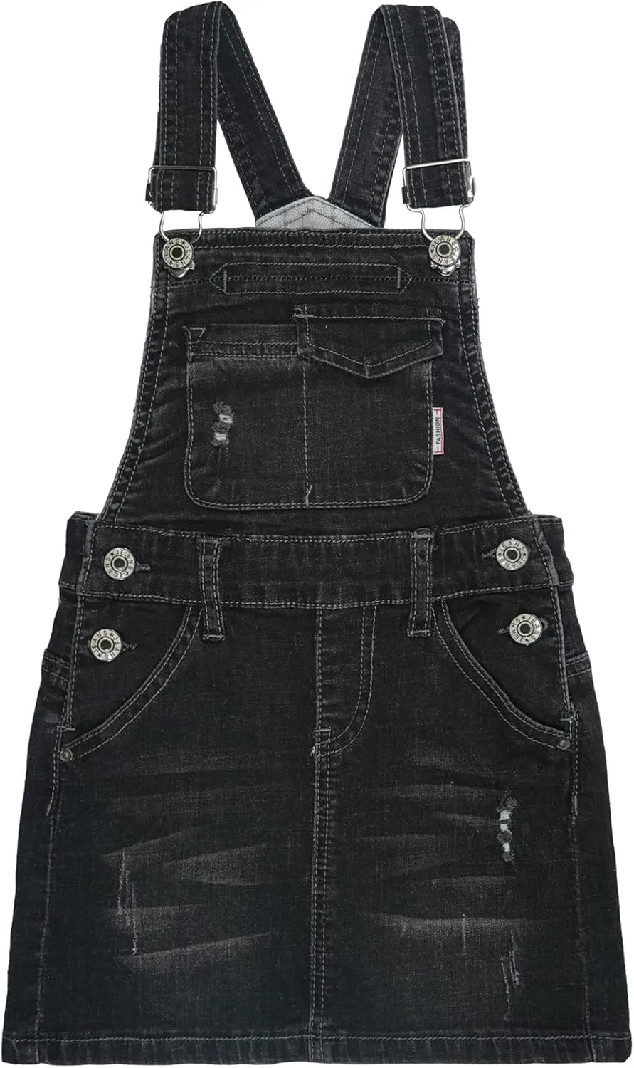 KIDSCOOL SPACE Baby Little Girls Skirt,Ripped Soft Strechy Denim Girls Summer Overalls Dress