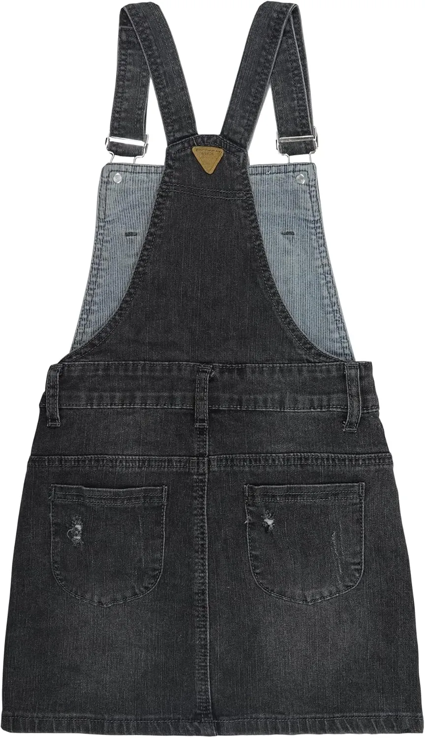 KIDSCOOL SPACE Baby Little Girls Skirt,Ripped Soft Strechy Denim Girls Summer Overalls Dress