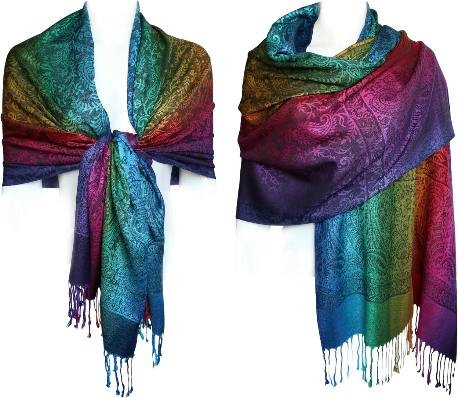KMystic Colorful Rave Paisley and Flower Pashmina Scarf Shawl Wrap