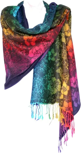 KMystic Colorful Rave Paisley and Flower Pashmina Scarf Shawl Wrap