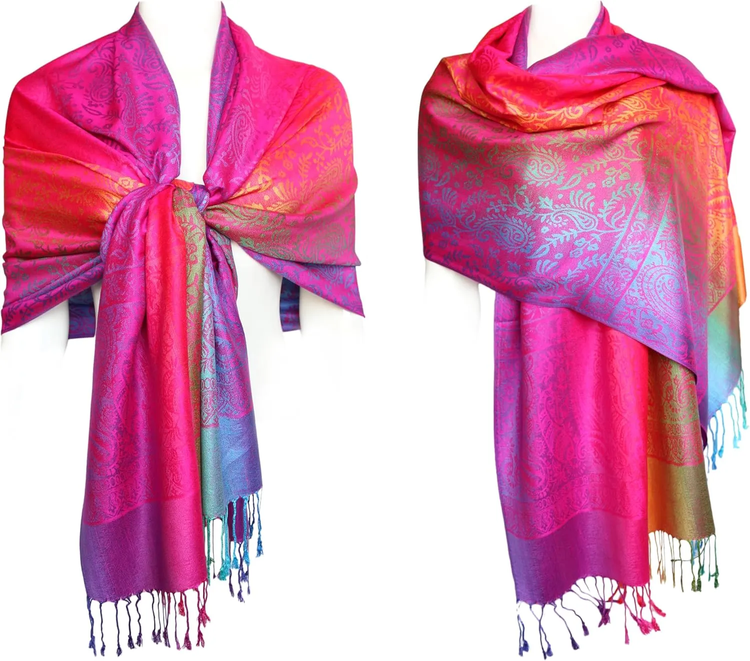 KMystic Colorful Rave Paisley and Flower Pashmina Scarf Shawl Wrap