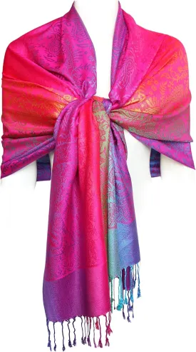 KMystic Colorful Rave Paisley and Flower Pashmina Scarf Shawl Wrap