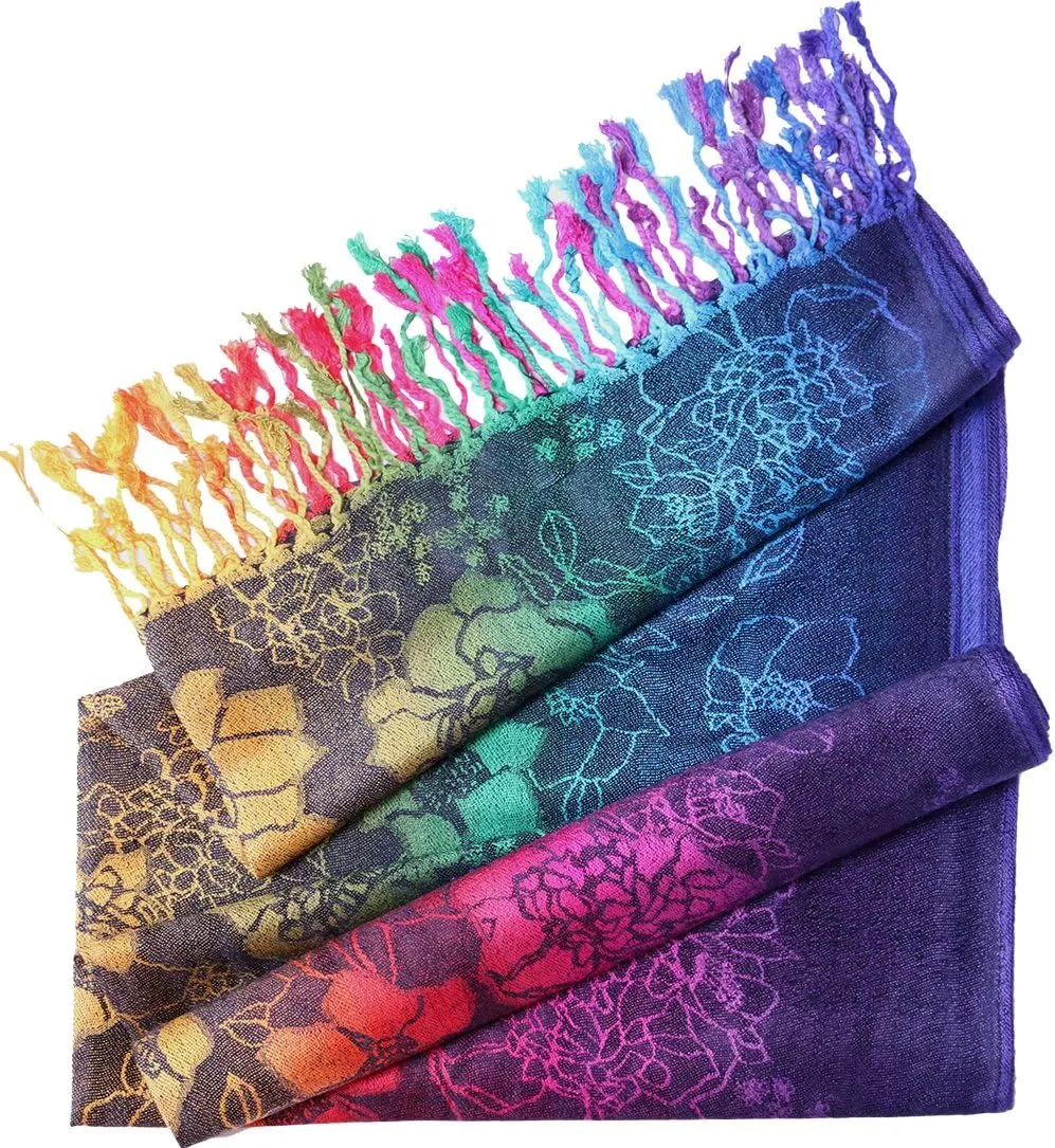 KMystic Colorful Rave Paisley and Flower Pashmina Scarf Shawl Wrap
