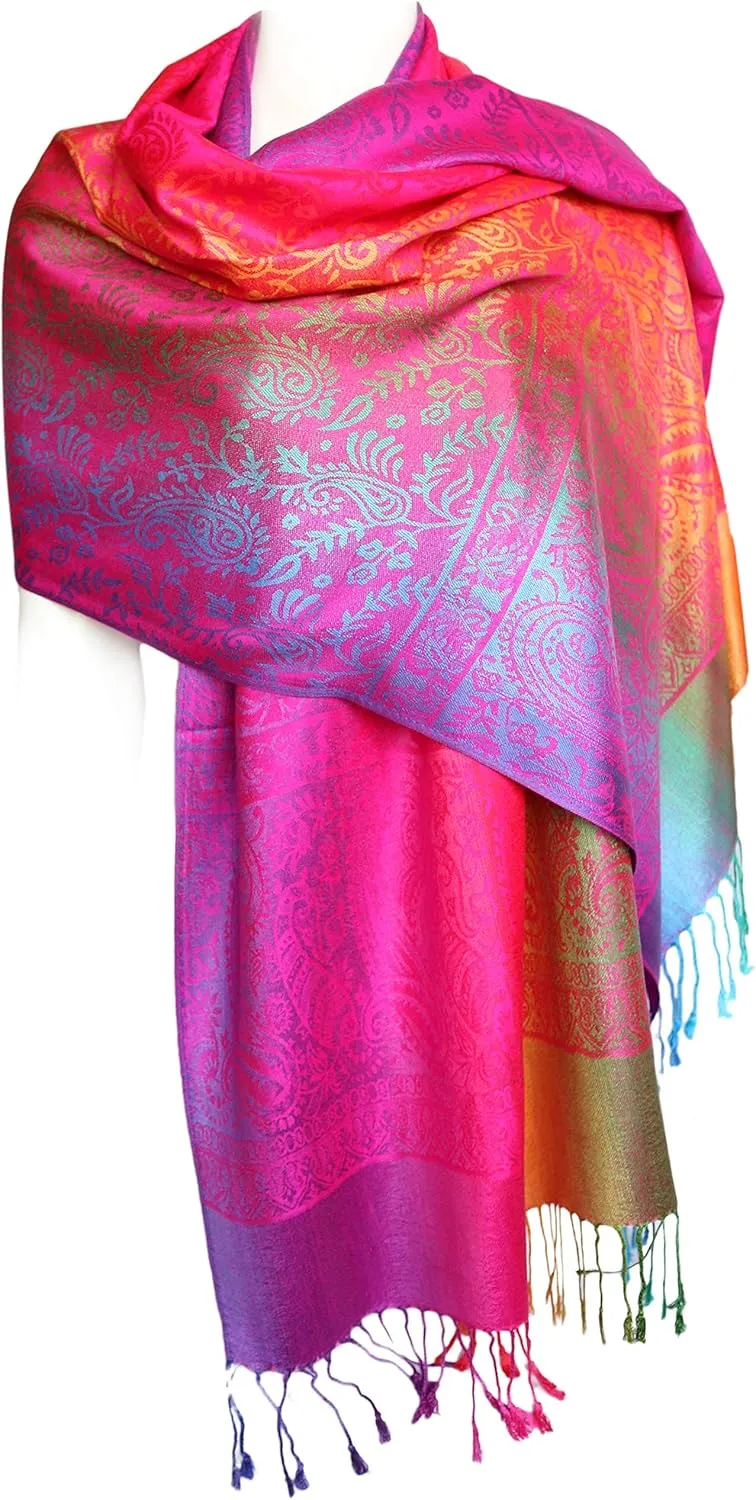 KMystic Colorful Rave Paisley and Flower Pashmina Scarf Shawl Wrap