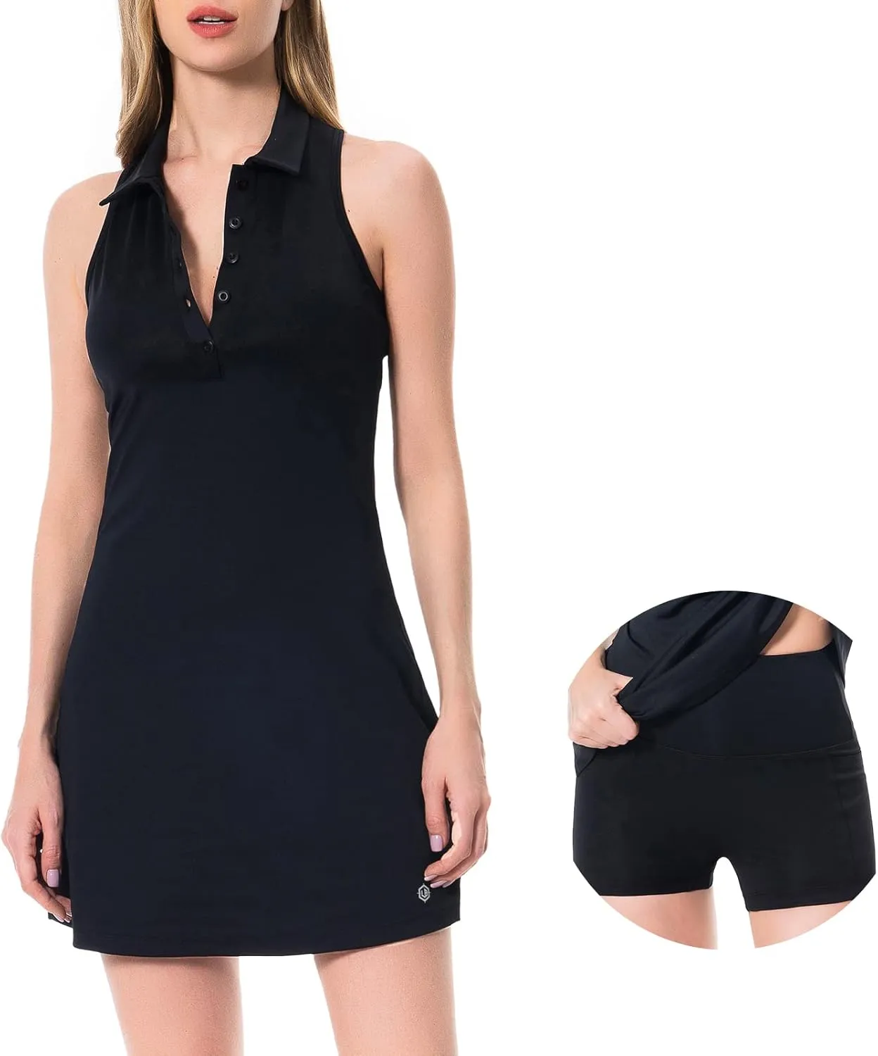 Lightbare Womens Polo Tennis Dress Golf Collar Dresses with Built-in Bra & Detachable Shorts UPF 50  Quick Dry for Exercise