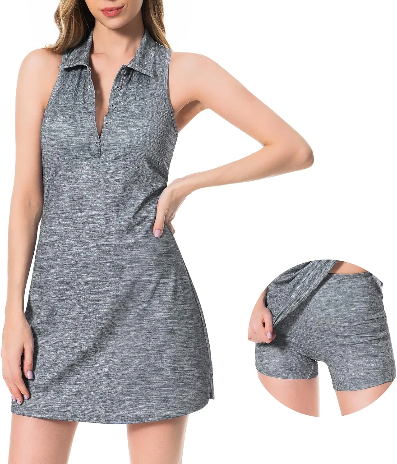 Lightbare Womens Polo Tennis Dress Golf Collar Dresses with Built-in Bra & Detachable Shorts UPF 50  Quick Dry for Exercise