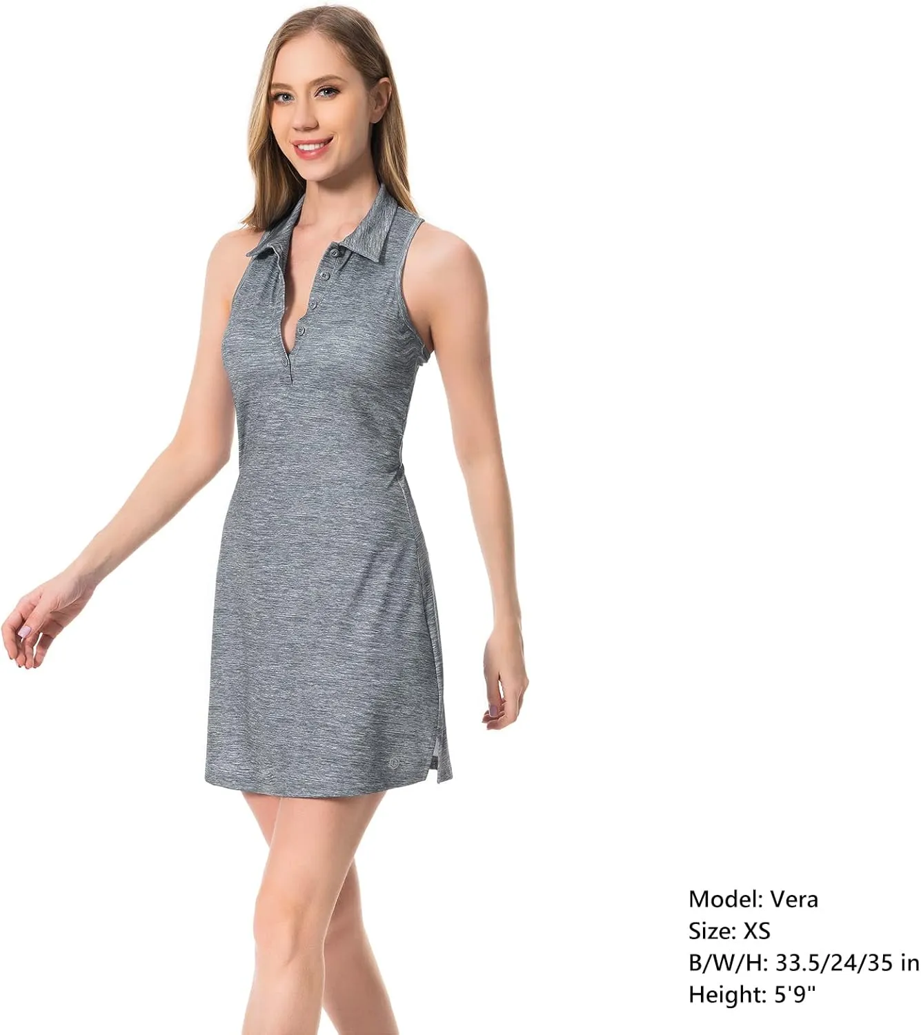Lightbare Womens Polo Tennis Dress Golf Collar Dresses with Built-in Bra & Detachable Shorts UPF 50  Quick Dry for Exercise