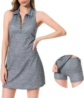 Lightbare Womens Polo Tennis Dress Golf Collar Dresses with Built-in Bra & Detachable Shorts UPF 50  Quick Dry for Exercise