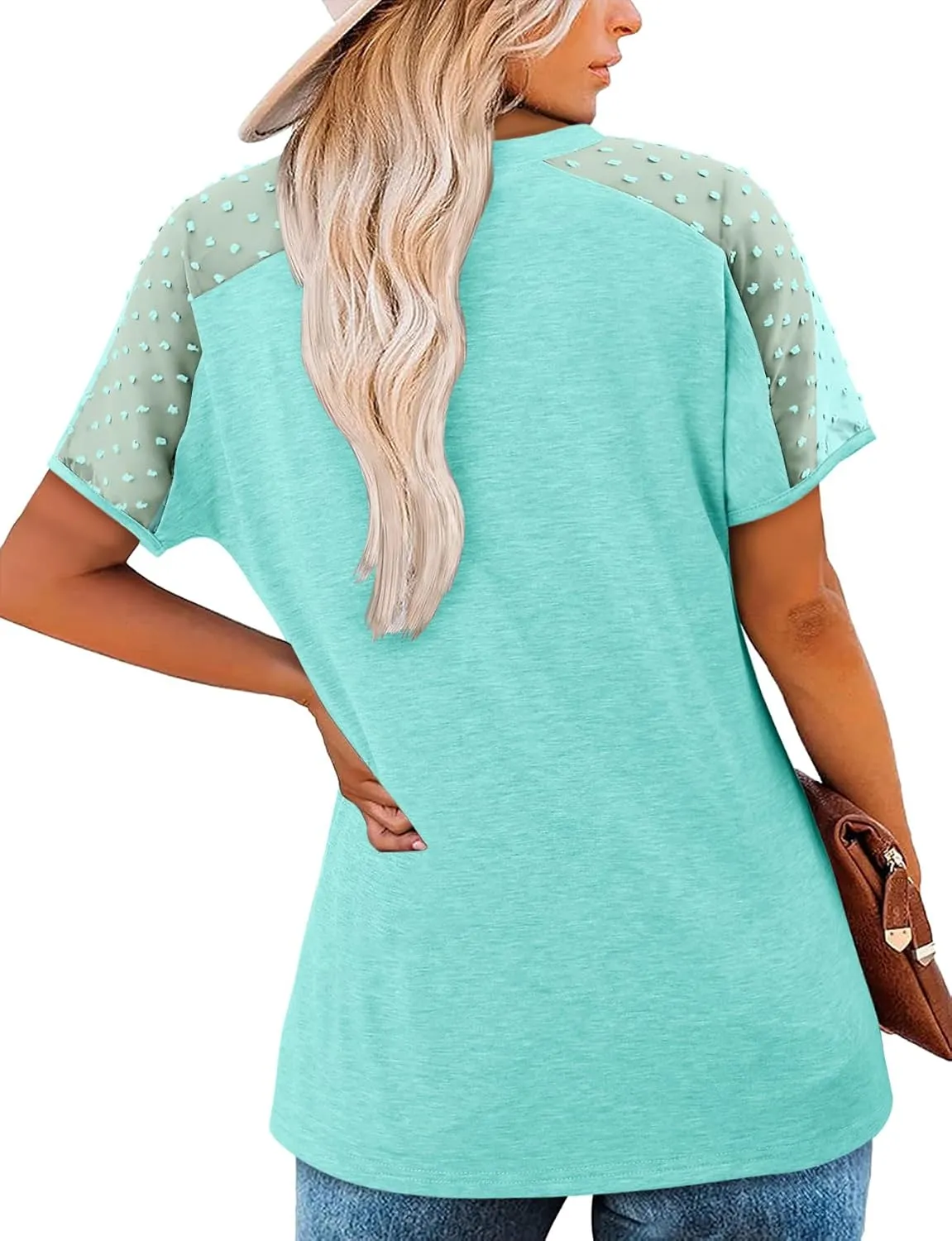 Magritta Women Mesh Sleeves Casual T-Shirts Summer Fashion See Through Blouses Tee S-3XL