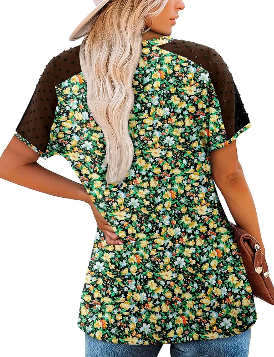 Magritta Women Mesh Sleeves Casual T-Shirts Summer Fashion See Through Blouses Tee S-3XL