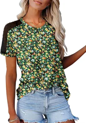 Magritta Women Mesh Sleeves Casual T-Shirts Summer Fashion See Through Blouses Tee S-3XL