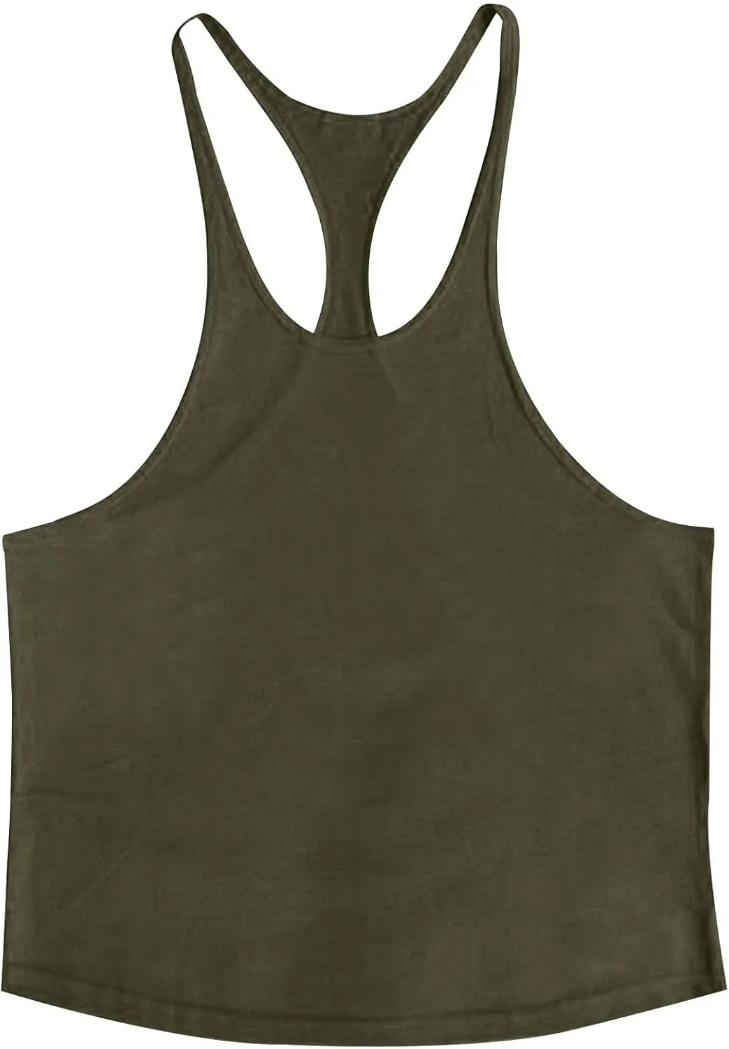 Mens Basic Stringer Tank Tops Y-Back Bodybuilding Muscle Sleeveless T-Shirts Cotton Gym Workout Fitness Tank Shirt