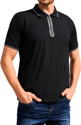 Merino Wool Polo Shirts for Men for Work Sport, Lightweight Breathable Moisture Wicking Mens Polo Shirt Short Sleeve