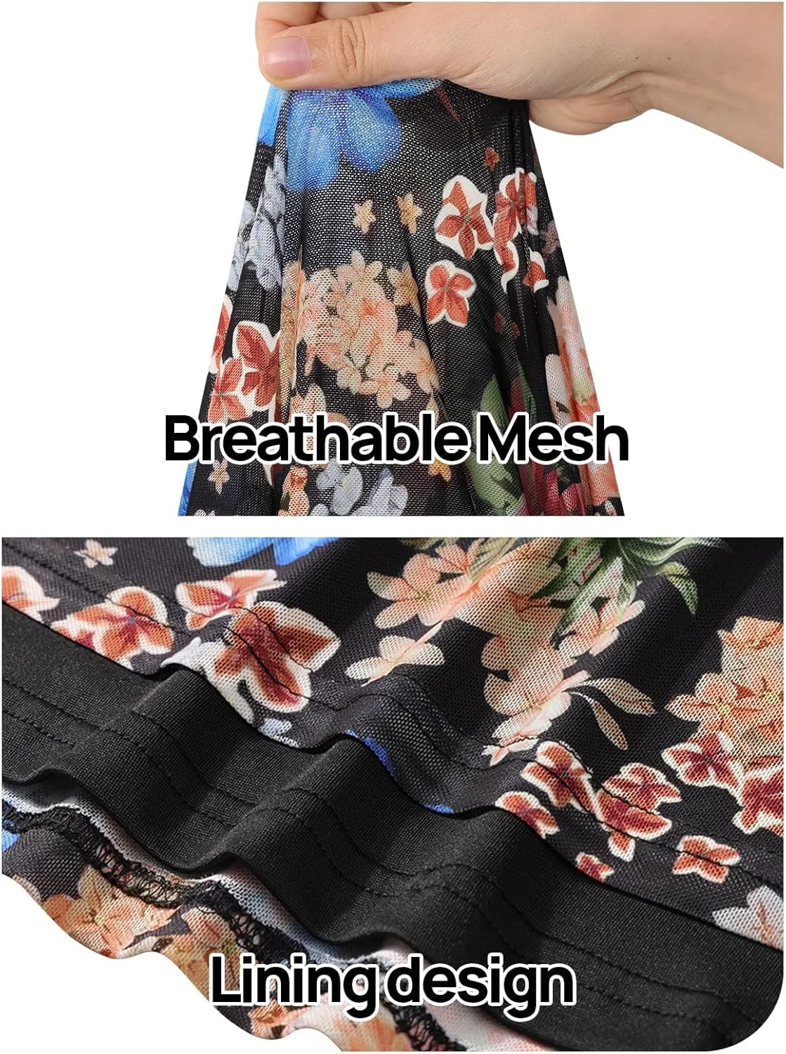 MEROKEETY Women's 2025 Summer Spring Casual Short Sleeve T Shirt Trendy Sheer Mesh Boho Vacation Floral Blouse Tops