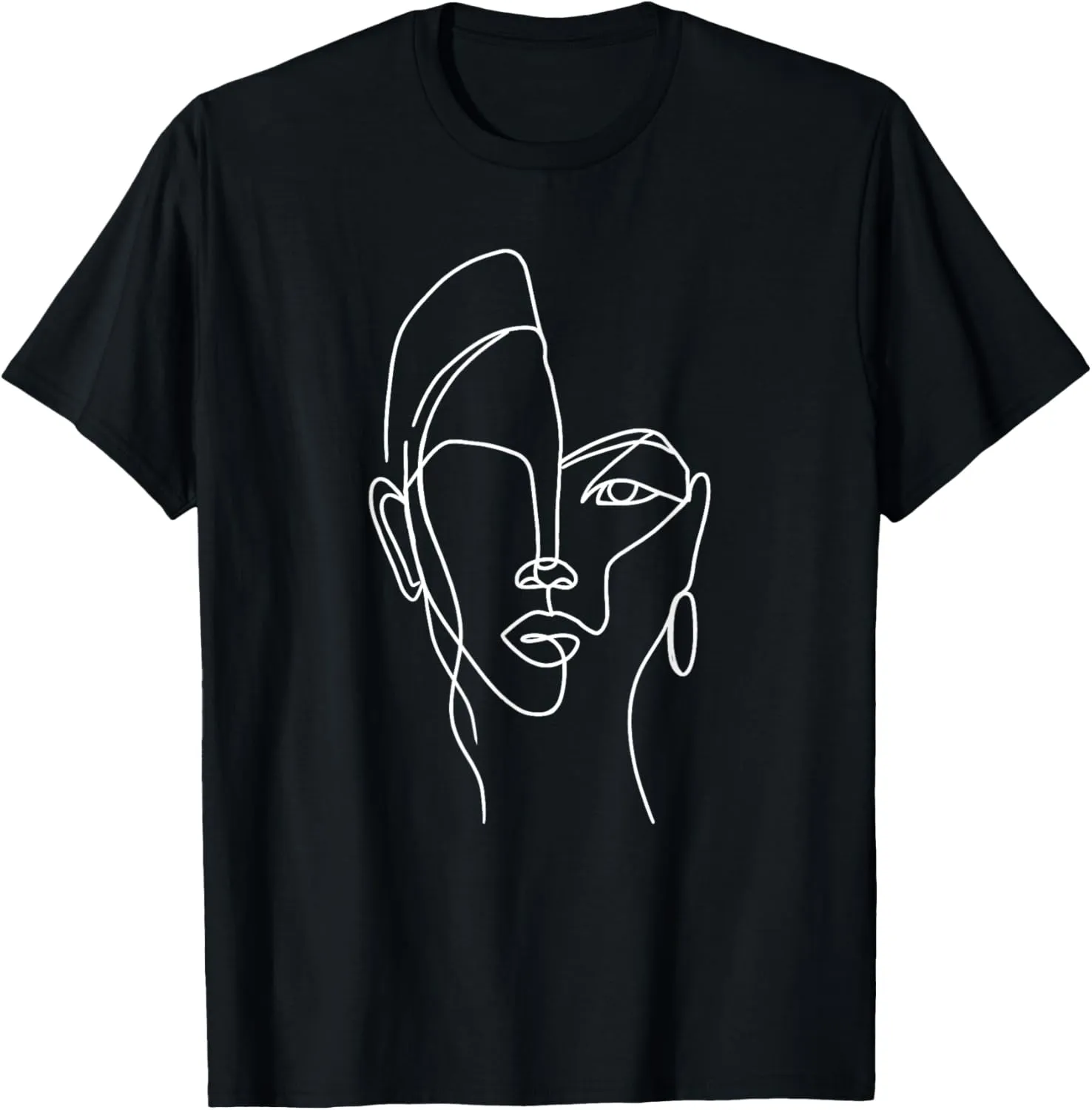 Minimalist Aesthetic Line Art Woman Artsy Abstract Fashion T-Shirt