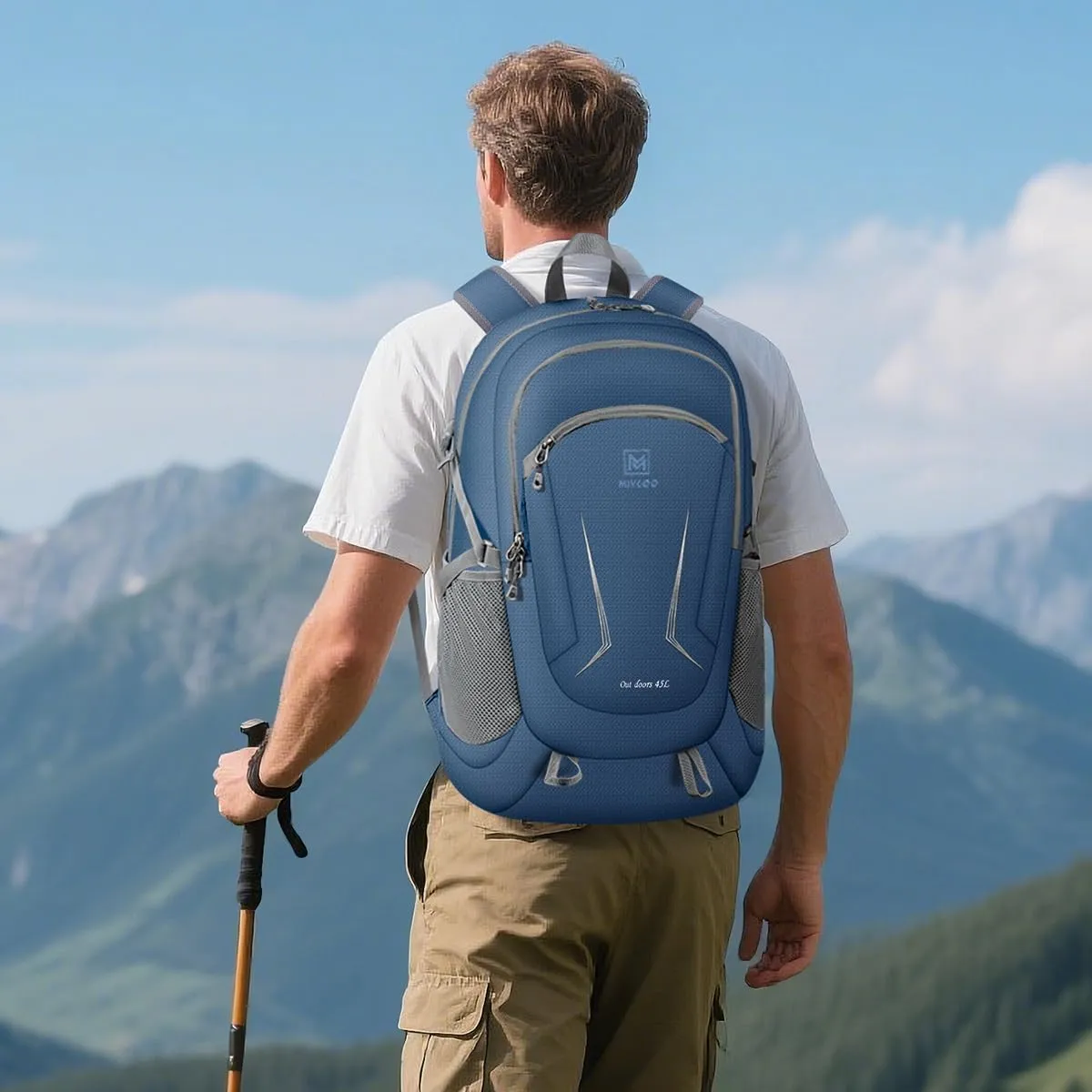 MIYCOO Backpack - Ultra Lightweight Packable Backpack for Travel Camping, 45L Hiking Back Pack Waterproof Foldable Daypack for Men Women Blue