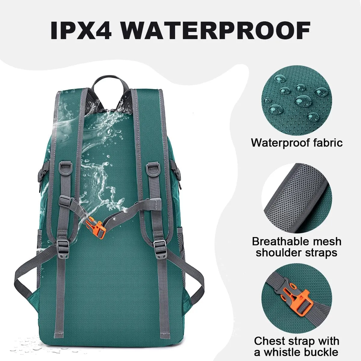 MIYCOO Backpack - Ultra Lightweight Packable Backpack for Travel Camping, 45L Hiking Back Pack Waterproof Foldable Daypack for Men Women Green